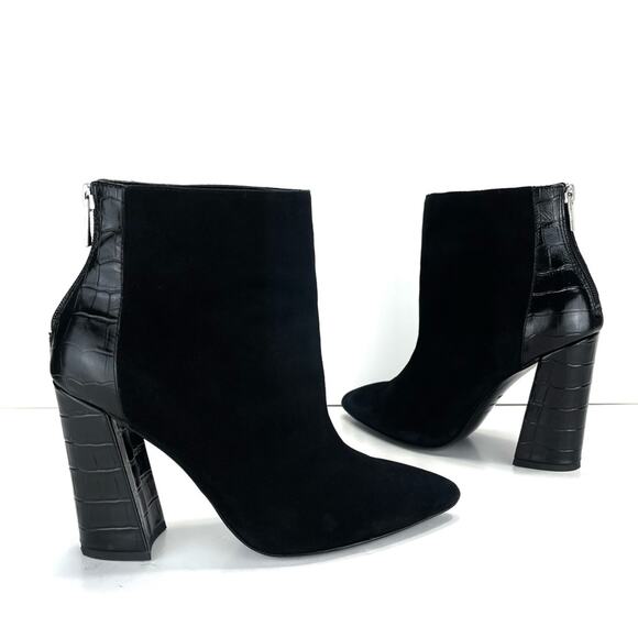 Charles David Micro Black Block High Heel Bootie Sz 7.5 Fine Leather Pointed Toe - Picture 13 of 13